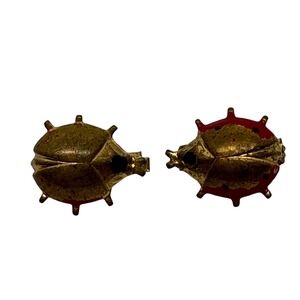 1960s Vintage 2 Ladybug Brooch Pins Gold Tone Red‎ Accent Insect Bug Jewelry